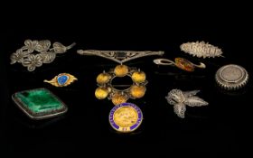 A Mixed Collection Of Antique And Vintage Costume Jewellery Items Ten pieces in total to include