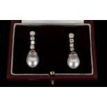 18ct White Gold Diamond Drop Earrings,