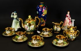 Capodimonte Decorative Tea Service comprising Tea Pot, Sugar Bowl with lid, Milk Jug,