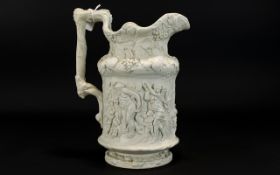 A 19th Century Charles Meigh Ridge Moulded Wine Ewer Large ewer with grapevine handle and relief