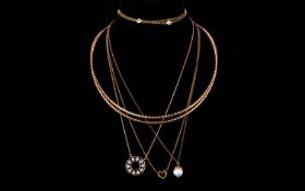 A Collection Of Rose Gold Tone Contemporary Costume Jewellery Six items in total, each in very good,