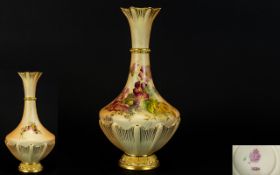 Royal Worcester Hand Painted Blush Ivory Vase,