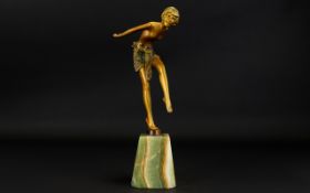 Art Deco Cold Painted Figure In the form of a dancer with raised leg,