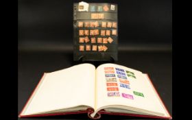 A Red Simplex Stamp Album Which Includes A Penny Black On Piece,