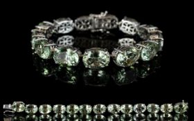 Green Amethyst Statement Tennis Bracelet, 70cts of the brilliantly sparkling, mint green amethyst,