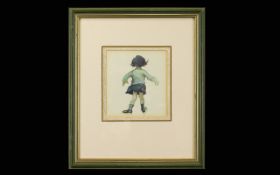 J H Dowd (1884-1956) - First Edition 1937 Hand Coloured Etching Of A Young Girl Ice Skater.