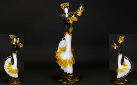 Venitican Co / Murano 1960's Tall and Impressive Glass Figurine of a Flamenco Dancer by G.