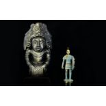 A Carved Hematite Figure In the form of a Mayan deity, 10 inches in height.
