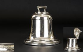 Antique Period Superb Quality Silver Desk Inkwell In The Form of a Large Bell, In Wonderful