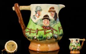 Sandland Ware - Early Hand Painted Uncle Tom Cobleigh Musical Jug - Plays Widdicombe Fair When Jug