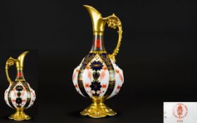 Royal Crown Derby Old Imari Solid Gold Band Ewer / Jug. Pattern 1128, Date 1987.