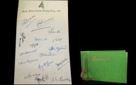 Sporting Interest Signed 1951 African Cricket Touring Team Sheet Pasted into a vintage hard bound