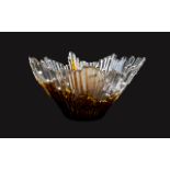 A Finnish Art Glass Radiating Shallow Bowl By Tauno Wirkkala Humppila Glass, dia 9 inches,