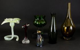 A Collection Of Scandinavian And Murano Glass Items Six pieces in total to include 1970's Murano