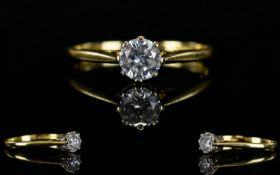 Ladies - 18ct Gold Impressive Single Stone Diamond Ring. The Round Brilliant Cut Diamonds of