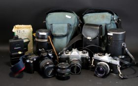 Camera Interest - Collection Of Cameras To Include Tamron Adaptall 2, Auto Telephoto Cased,