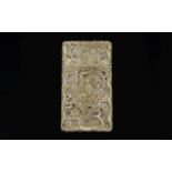 Chinese Early 19th Century Carved Ivory Card Case Profusely carved throughout, depicting figures,