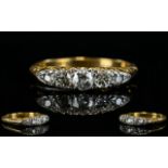 Antique Period 18ct Gold Set - 5 Stone Diamond Ring,