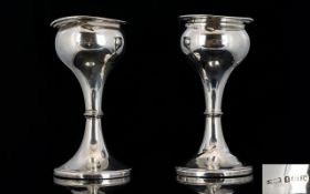 Art Nouveau Heavy Pair of Silver Tulip Shaped Vases of Excellent Form.