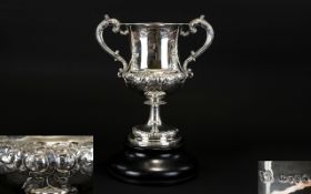 Victorian Period Superb Quality Solid Silver Twin Handle Pedestal Trophy Cup,