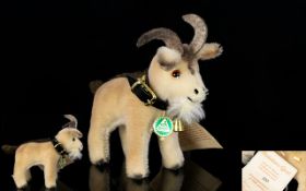 Martin. J. Hermann Handmade Miniature Goat Made of Mohair, Stuffing Excelsior with Jointed Head.