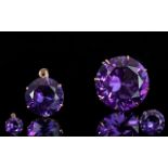 18ct Gold Single Stone Raspberry Amethyst Set Earring. The Amethyst of Wonderful Colour and Clarity.