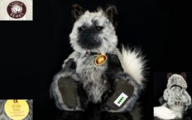 Charlie Bears Handmade Quality Grey and Black Plush Fox Figure - Name ' Franklin ' CB124984.