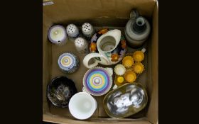 Mixed Box Of Collectables - To Include Salt And Pepper Shakers, Oriental Style Dish, Wedgwood Vase,