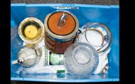 A Miscellaneous Lot Of Ceramics And Glass To include soda bottle, Whitefriars bubble glass bowl,