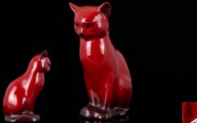 Royal Doulton Red - Flambe Early Cat Figure ' Siamese Seated Cat ' Designed by Noak.