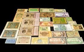 Folder of Around Thirty Relatively High Value Banknotes from around the world.
