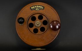 'The Seareel' - Large Mahogany And Brass Fishing Reel. Hand Made, 9 Inches Diameter.