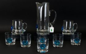A Scandinavian Glass Water Jug And Glasses Nine pieces in total, all in good condition,