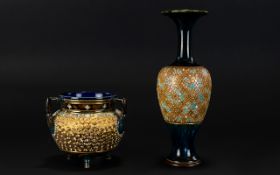 Royal Doulton Slater Vase And Cachepot Vase of typical, thin waisted form,