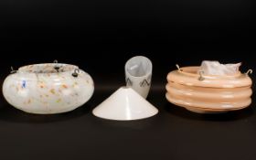 A Collection Of Vintage Glass Ceiling Pendants And Shades Four items in total to include 1930's