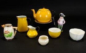 A Mixed Collection Of Ceramic Items To include Carltonware Black and yellow 1930's teapot,