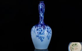 William Moorcroft Signed - Impressive Florian Ware Bottle Shaped Vase ' Wild Rose ' Design.