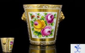 French Empire Sevres Superb Hand Painted Porcelain Twin Handle Cachepot Circa 1800 - 1814 Sevres