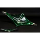 Murano Glass Vintage Bubble Glass Bon Bon Dish Of exaggerated diamond form in viridian green with