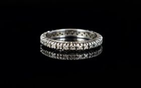 Ladies White Gold Full Eternity Diamond Ring; Set with round modern brilliant cut diamonds.