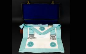 Masonic Interest Leather Case Contains grosgrain apron, good condition,