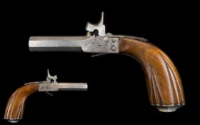 A Mid 19th Century French Boxlock Percussion Pistol With folding trigger, hexagonal .