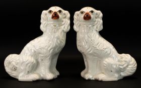 Victorian Period - Large and Impressive Pair of Staffordshire Spaniel Dog Figures,