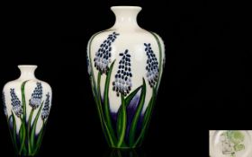 Moorcroft Modern Vase ' Muscaki ' Pattern. Designer Elise Adam. Date 2016. Height 6.