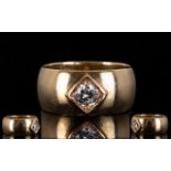 A Gents 9ct Gold Diamond Ring Set with a round modern brilliant cut diamond,