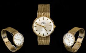 Omega - 9ct Gold Gentleman's Retro Automatic Wrist Watch with integral 9ct Gold Mesh Bracelet,