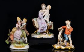Capodimonte Hand painted Porcelain Three (3) good quality figurines, titles 1.