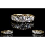 Antique Period - 18ct Gold Superb Quality 5 Stone Diamond Set Dress Ring, Gallery Setting,