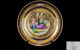 Schmidt & Co Victoria - Austria Hand Painted Large Porcelain Signed Wall / Cabinet Plate / Charger.