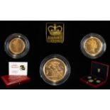 Royal Mint Ltd and Numbered 1990 United Kingdom Gold Proof Sovereign - 3 Coin Set.